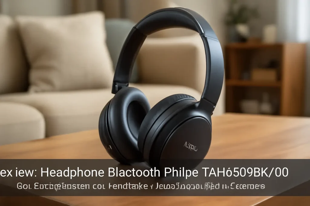 Headphone Bluetooth Philips TAH6509BK/00 com Cancelamento de Ruído Ativo ANC e Até 70 Horas de Bateria