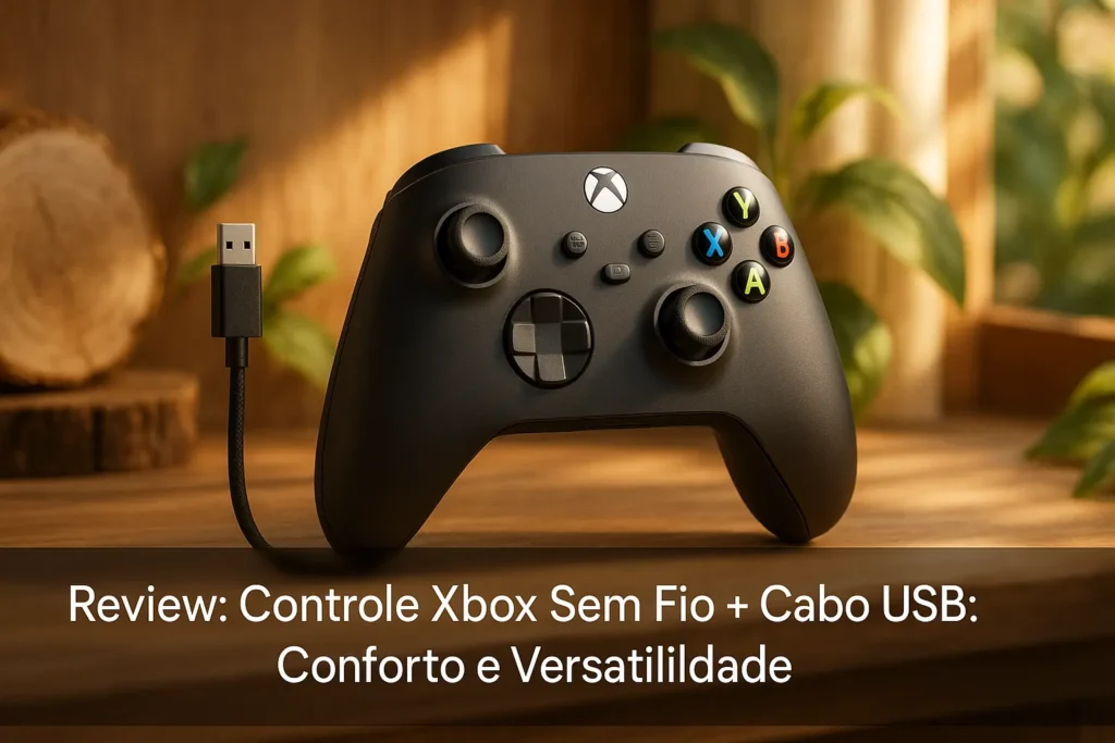 Controle Xbox Sem Fio + Cabo USB: Conforto e Versatilidade