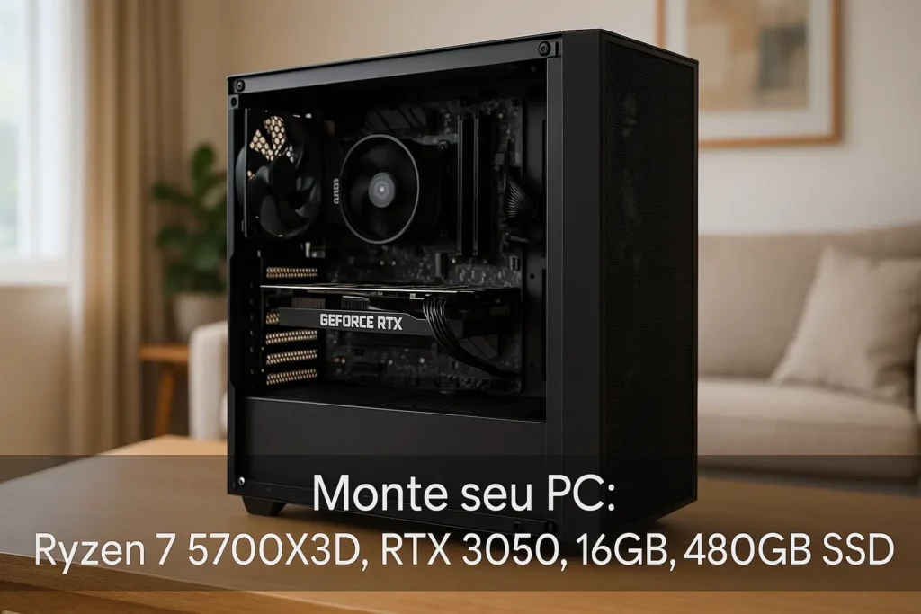 Monte seu PC: Ryzen 7 5700X3D, RTX 3050, 16GB, 480GB SSD