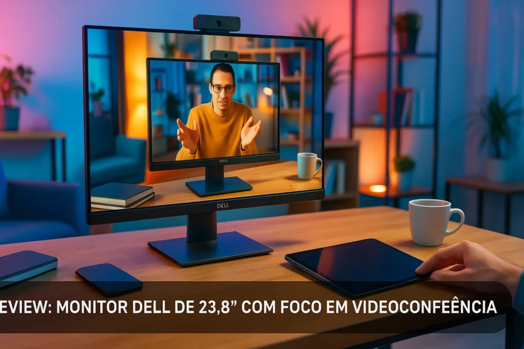 Monitor Dell de 23.8" com Foco em Videoconferência