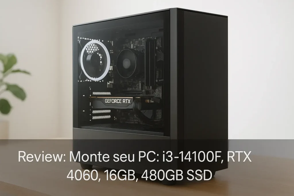 Monte seu PC: i3-14100F, RTX 4060, 16GB, 480GB SSD