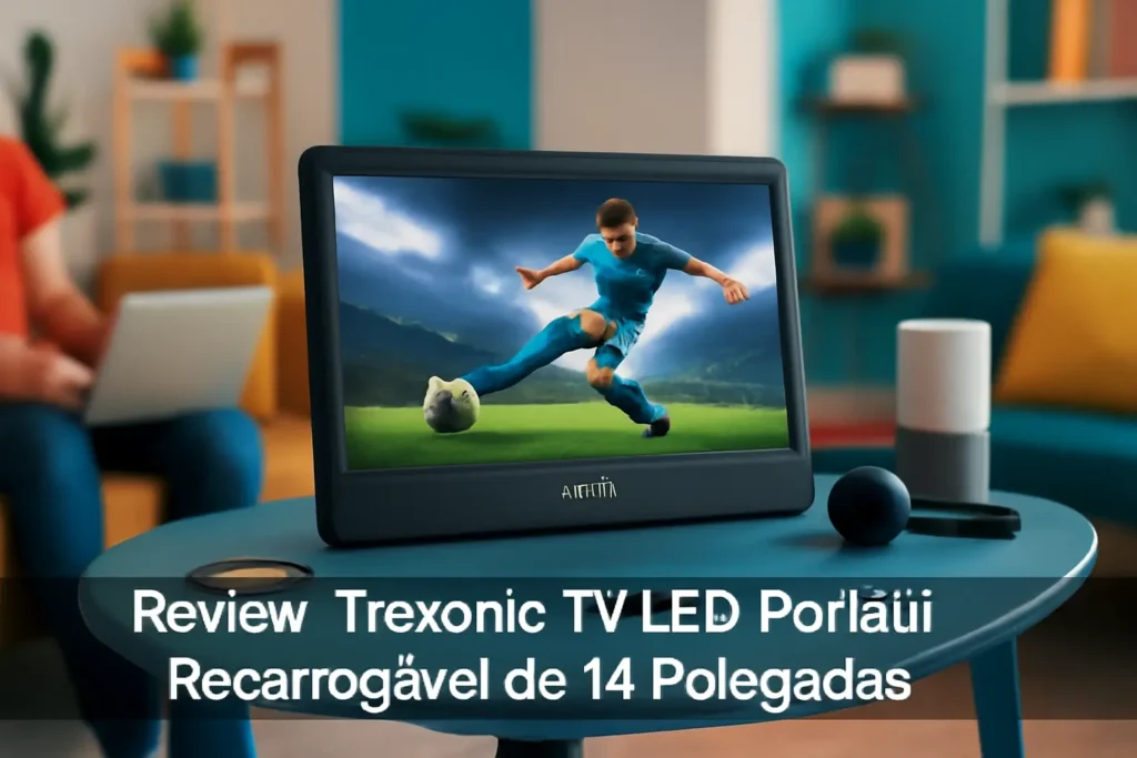 Trexonic TV LED Portátil Recarregável de 14 Polegadas: Funcionalidade e Conectividade