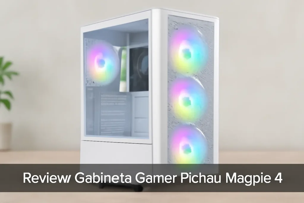 Gabinete Gamer Pichau Magpie 4 | Rainbow | Mid-Tower | Lateral de Vidro | Com 3 Fans | Branco