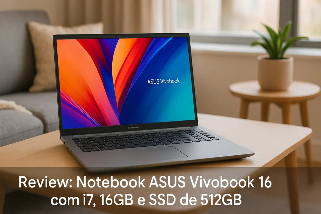 Notebook ASUS Vivobook 16 com i7, 16GB e SSD de 512GB