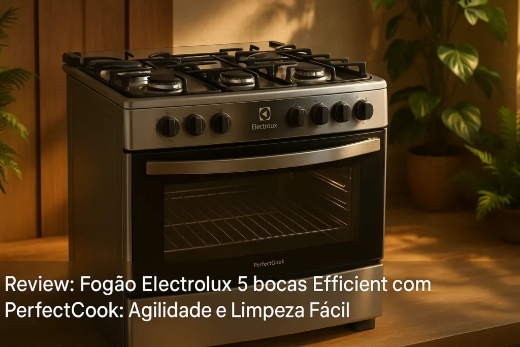 Fogão Electrolux 5 bocas Efficient com PerfectCook: Agilidade e Limpeza Fácil