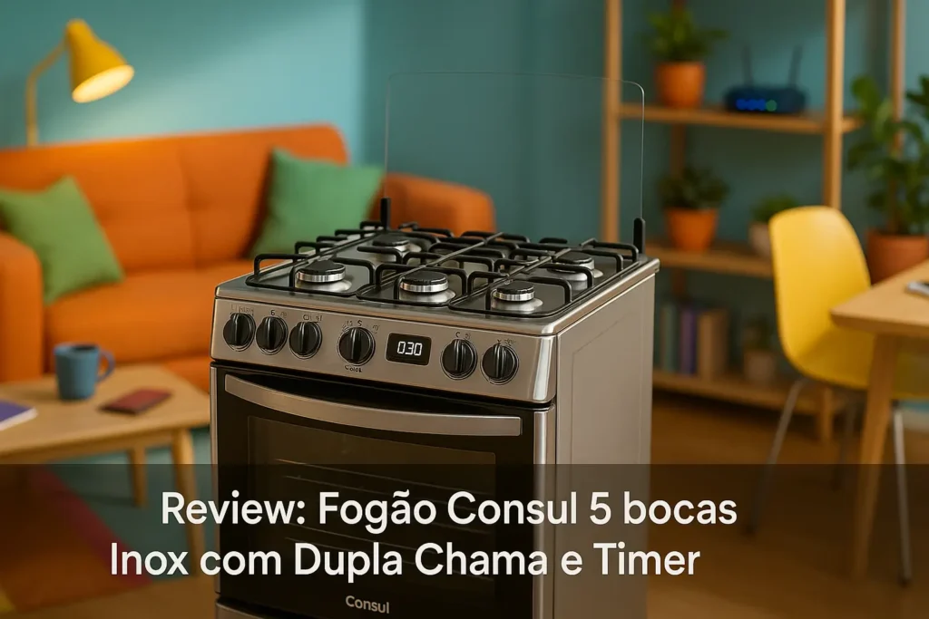 Fogão Consul 5 bocas Inox com Dupla Chama e Timer