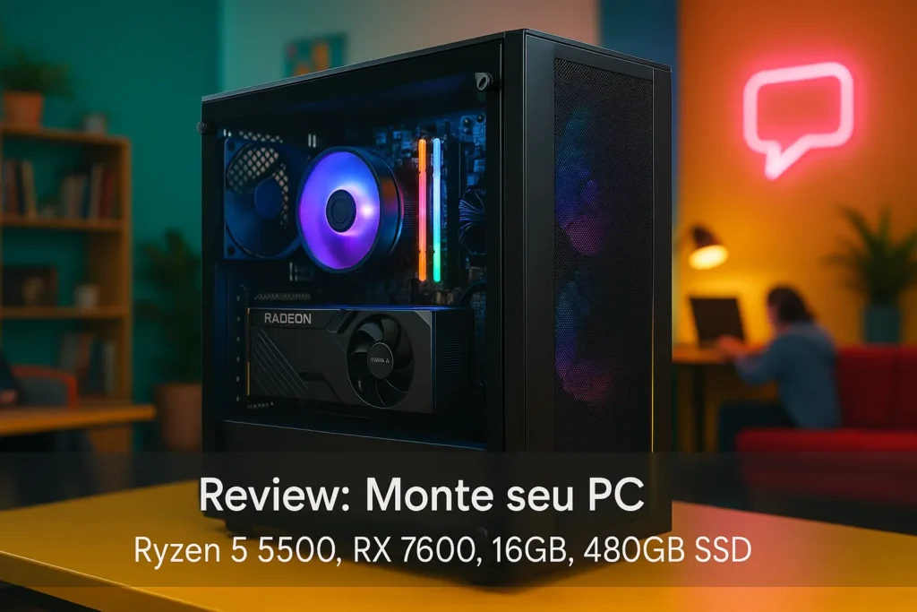 Monte seu PC: Ryzen 5 5500, RX 7600, 16GB, 480GB SSD
