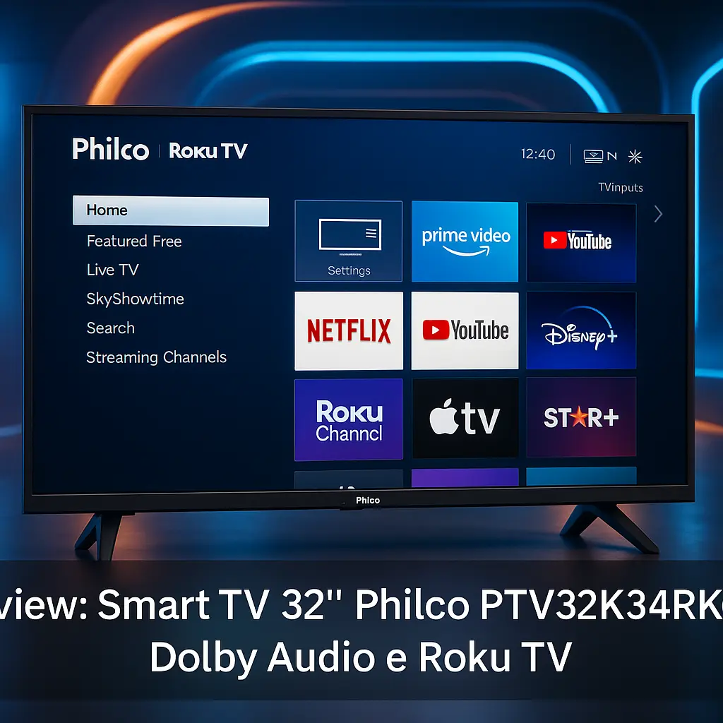 Smart TV 32” Philco PTV32K34RKGB: Dolby Audio e Roku TV