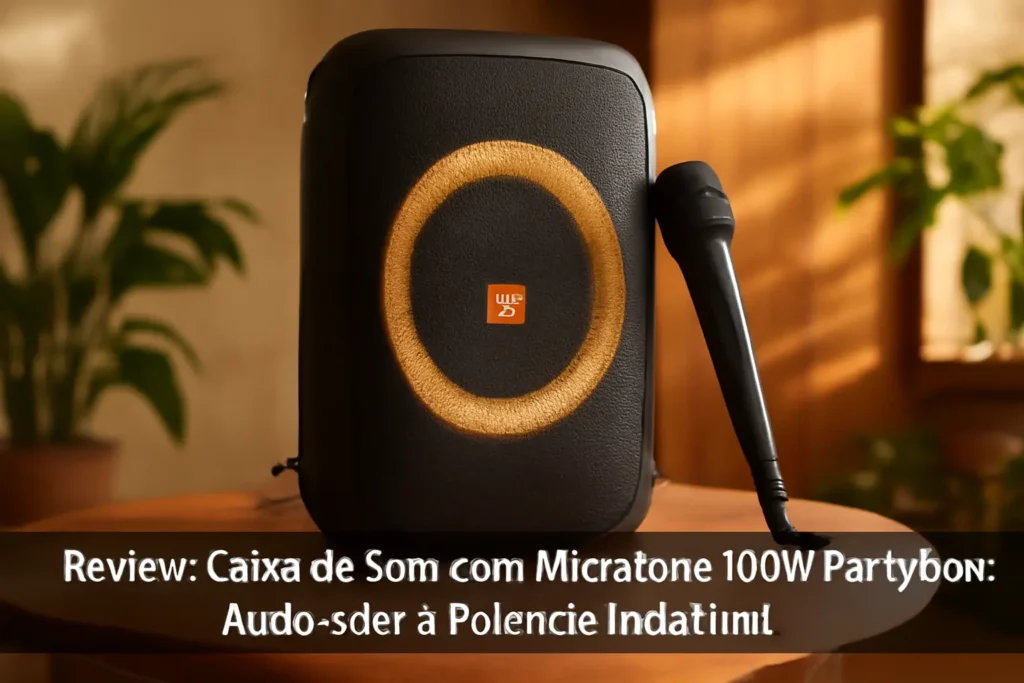 Caixa de Som com Microfone 100W Partybox: Áudio 360° e Potência Imbatível