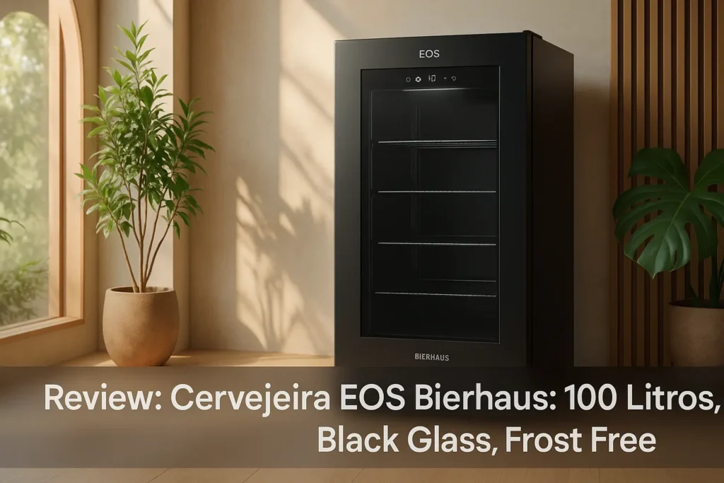 Cervejeira EOS Bierhaus: 100 Litros, Black Glass, Frost Free