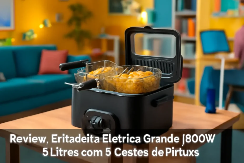 Fritadeira Elétrica Grande 1800W 5 Litros com 3 Cestos de Fritura