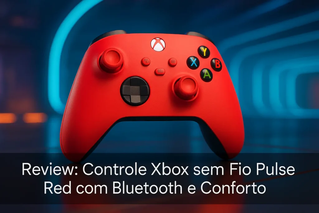 Controle Xbox sem Fio Pulse Red com Bluetooth e Conforto