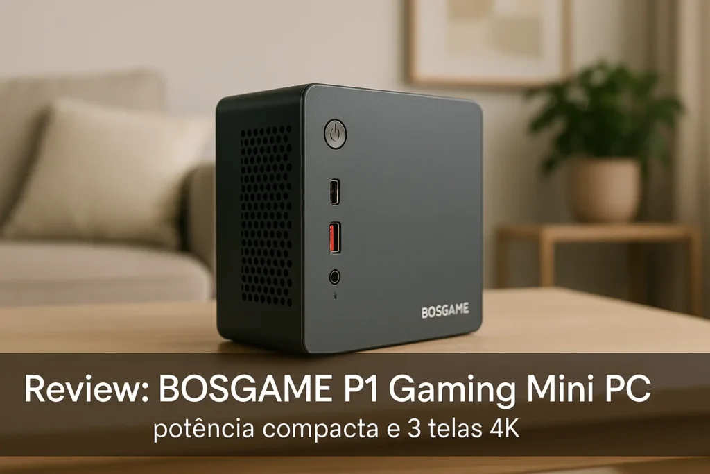 BOSGAME P1 Gaming Mini PC: potência compacta e 3 telas 4K