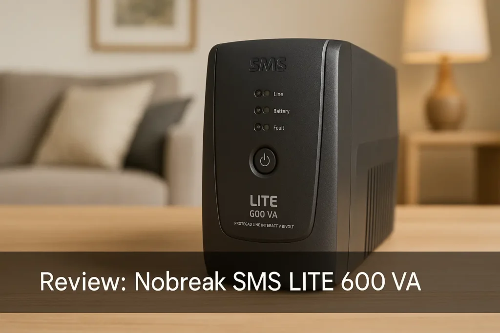 Nobreak SMS LITE 600 VA: Proteção Line Interactive Bivolt