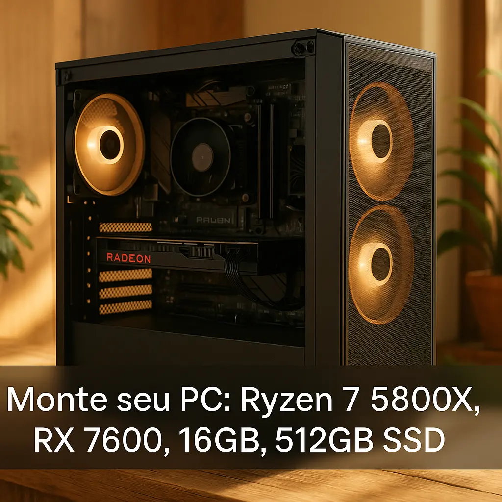 Monte seu PC: Ryzen 7 5800X, RX 7600, 16GB, 512GB SSD