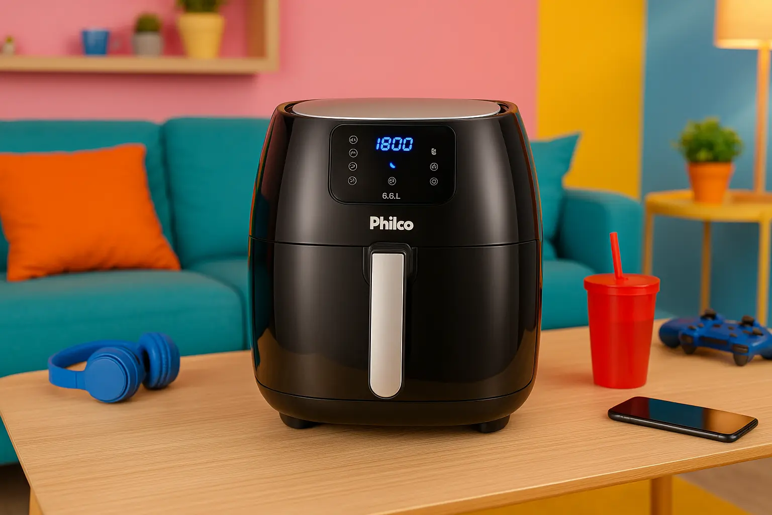 Fritadeira Air Fry Philco 6,8 Litros: capacidade generosa e preparo rápido