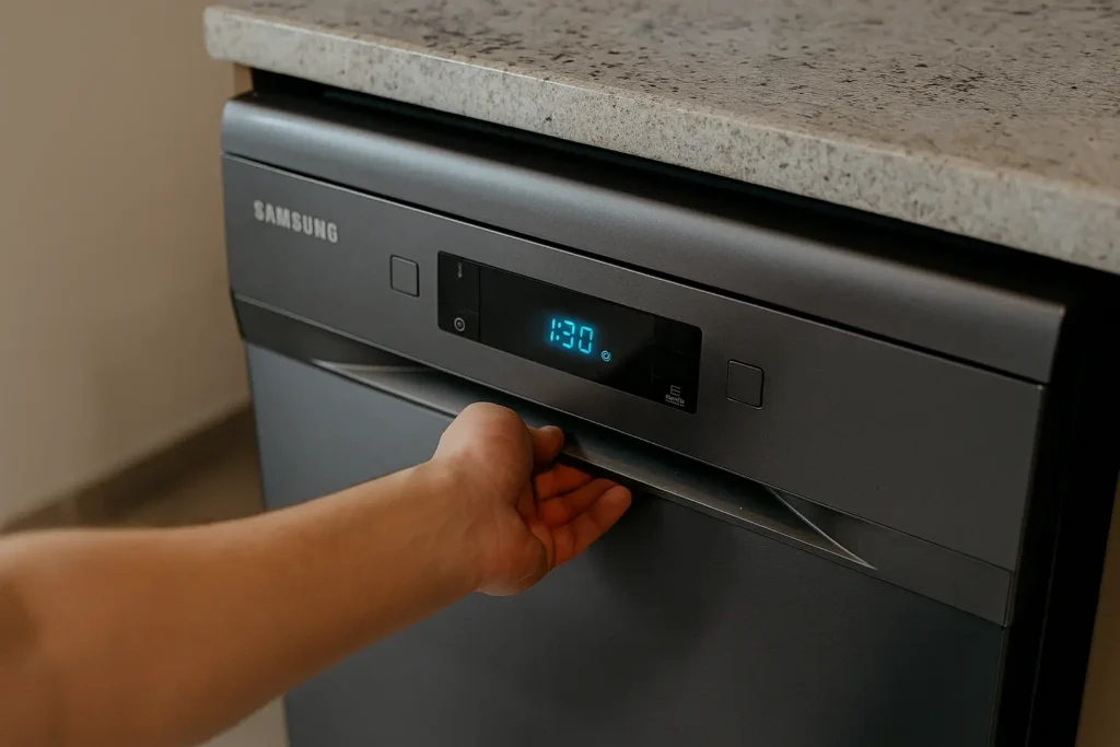 Detalhe real Samsung Lava-louças 10 serviços Inox