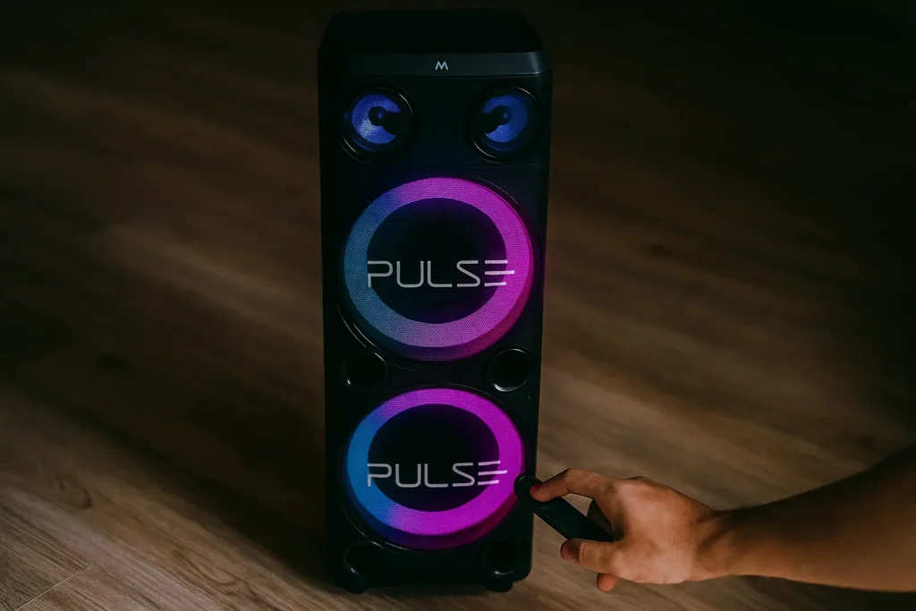 Close-up Caixa de Som Torre Double Pulse SP508