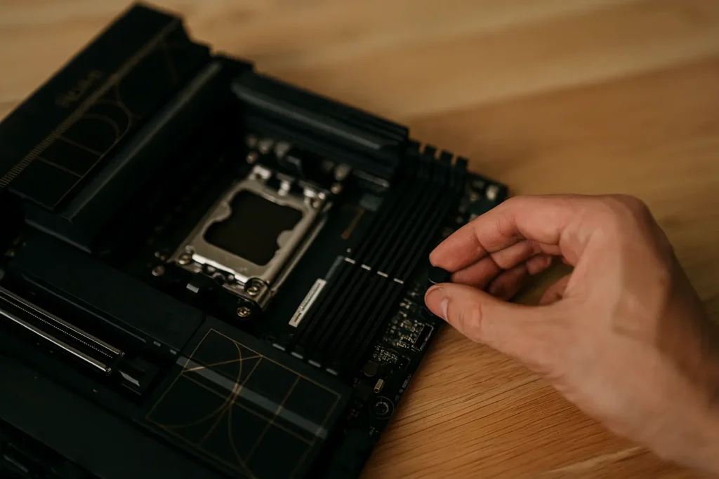 Close-up ASUS ProArt X870E-CREATOR Placa-mãe