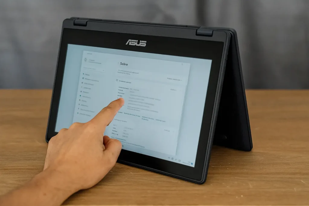 Detalhe real ASUS Laptop Educacional 2 Em 1