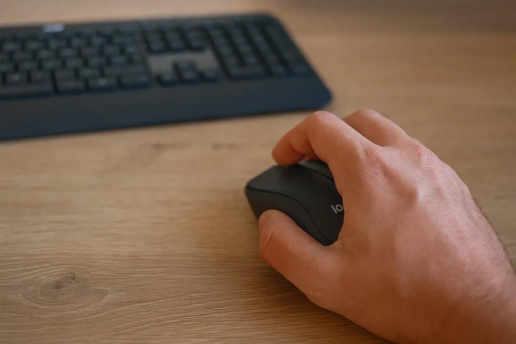 Foto real do Teclado e Mouse Logitech