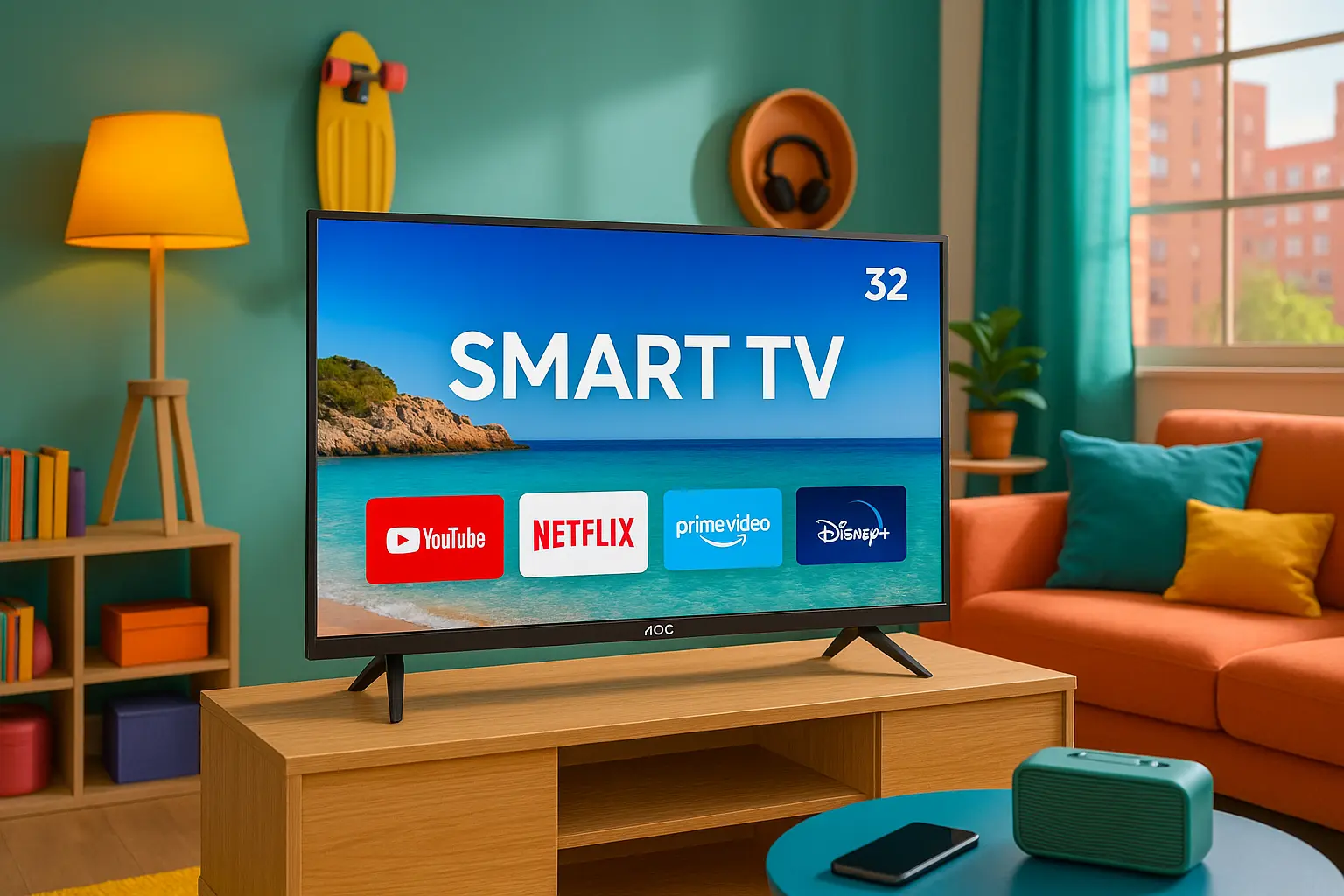 Tela infinita: 6 Smart TV 32 AOC com display premium