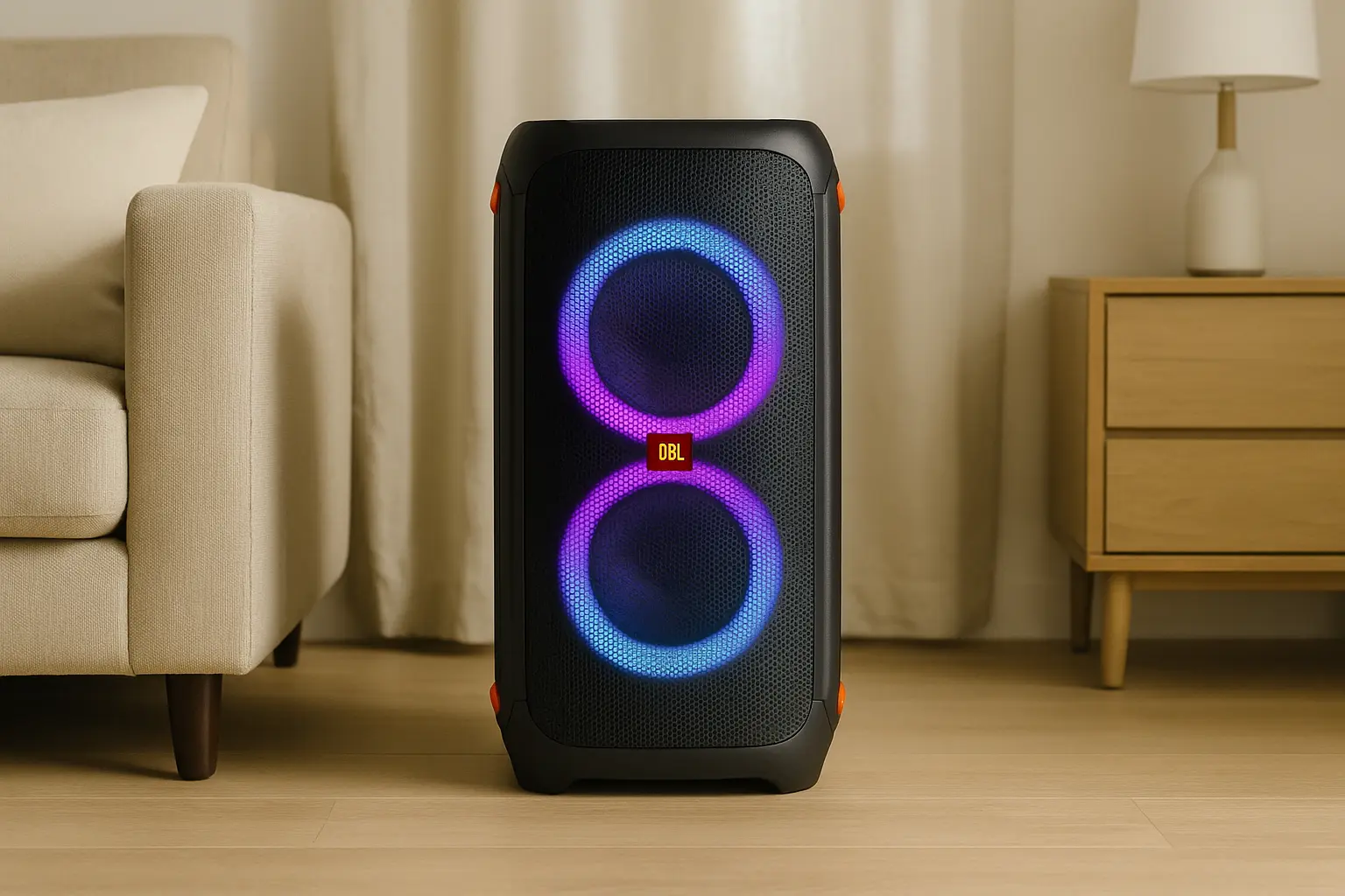 Fotografia noturna: 6 caixas de som JBL PartyBox 320 que brilham no escuro