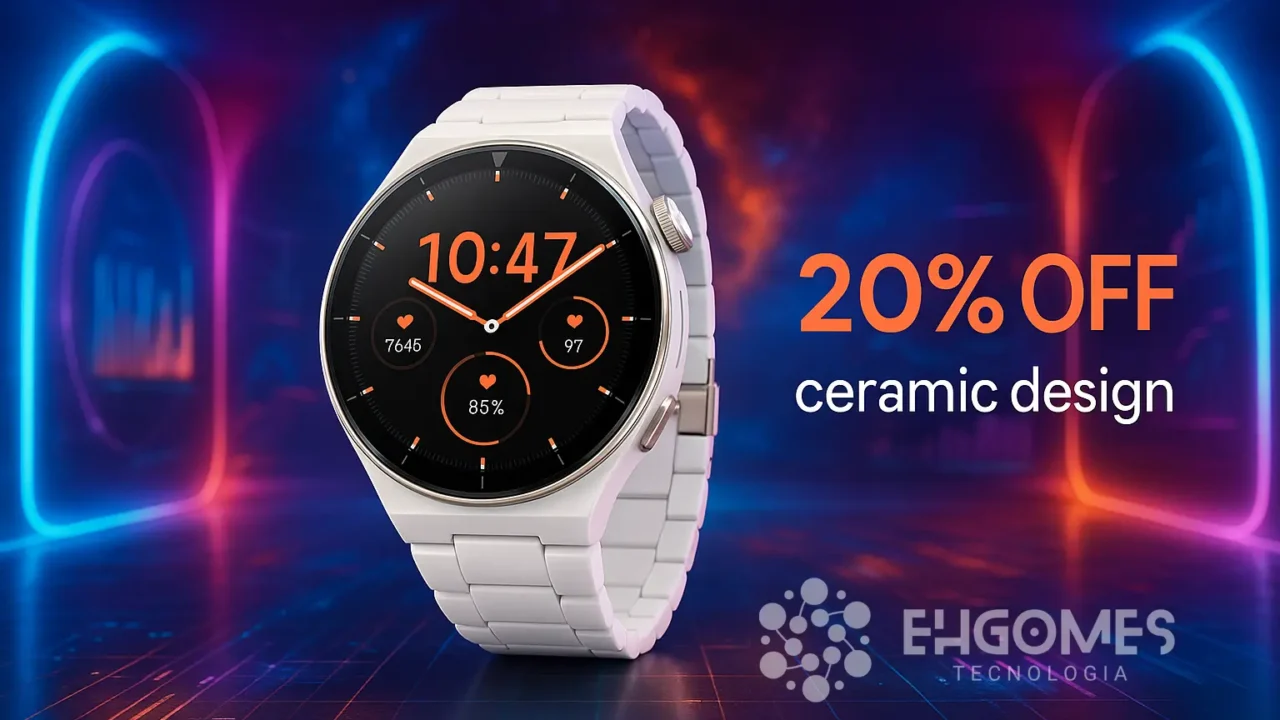 HUAWEI Watch GT 5 Pro com 20% OFF e design de cerâmica na Amazon