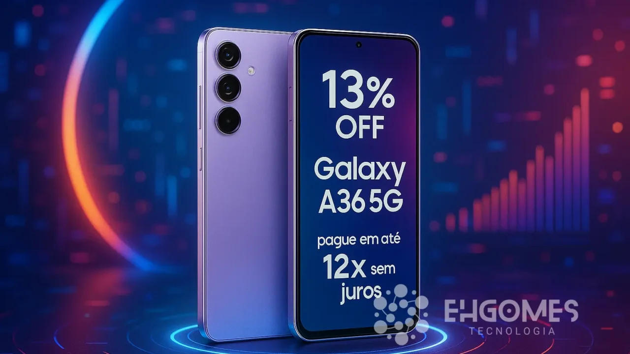 Galaxy A36 5G com 13% OFF; pague em até 12x sem juros