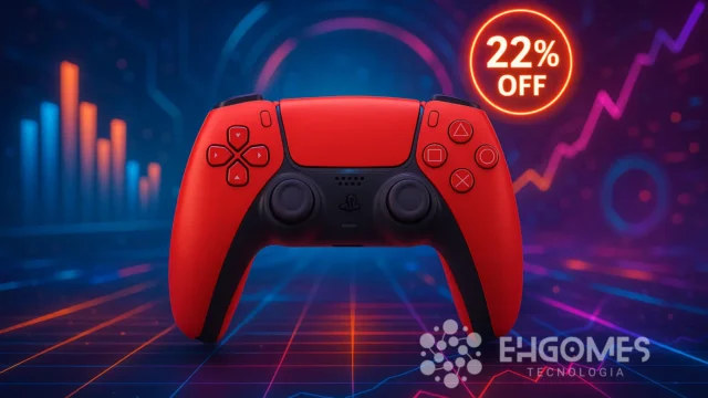 Controle sem fio DualSense Volcanic Red com 22% OFF na Amazon