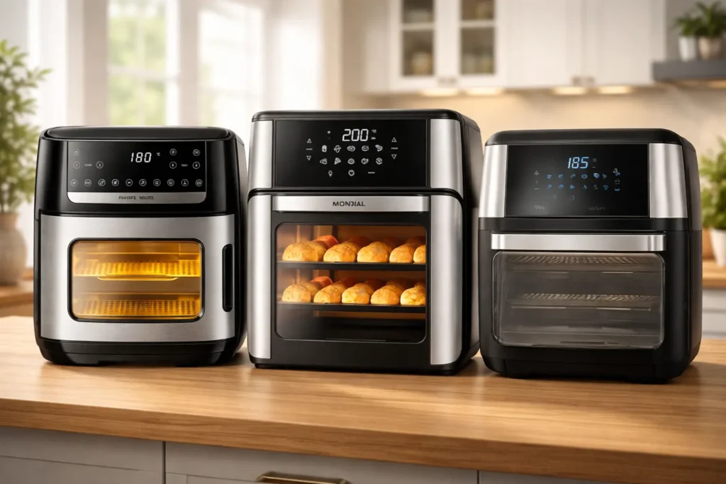 Compare 4 air fryer forno 12 litros e veja qual entrega mais espaço para porções e versatilidade no dia a dia, com funções e acessórios que fazem diferença.