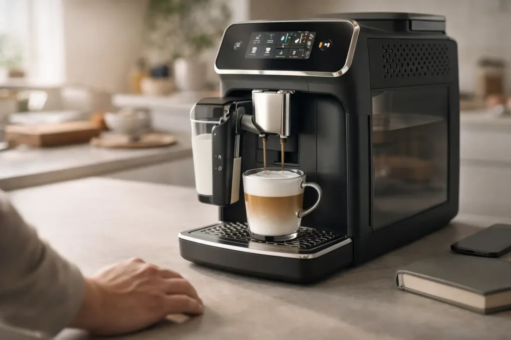 Compare 6 cafeteiras espresso superautomáticas com LatteGo e painel touch. Veja níveis de moagem e bebidas em 1 toque para escolher sem erro.