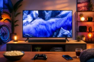 Samsung Combo Vision AI TV 43" QLED 4K QEF1 2025: compacta e com som potente para sua sala