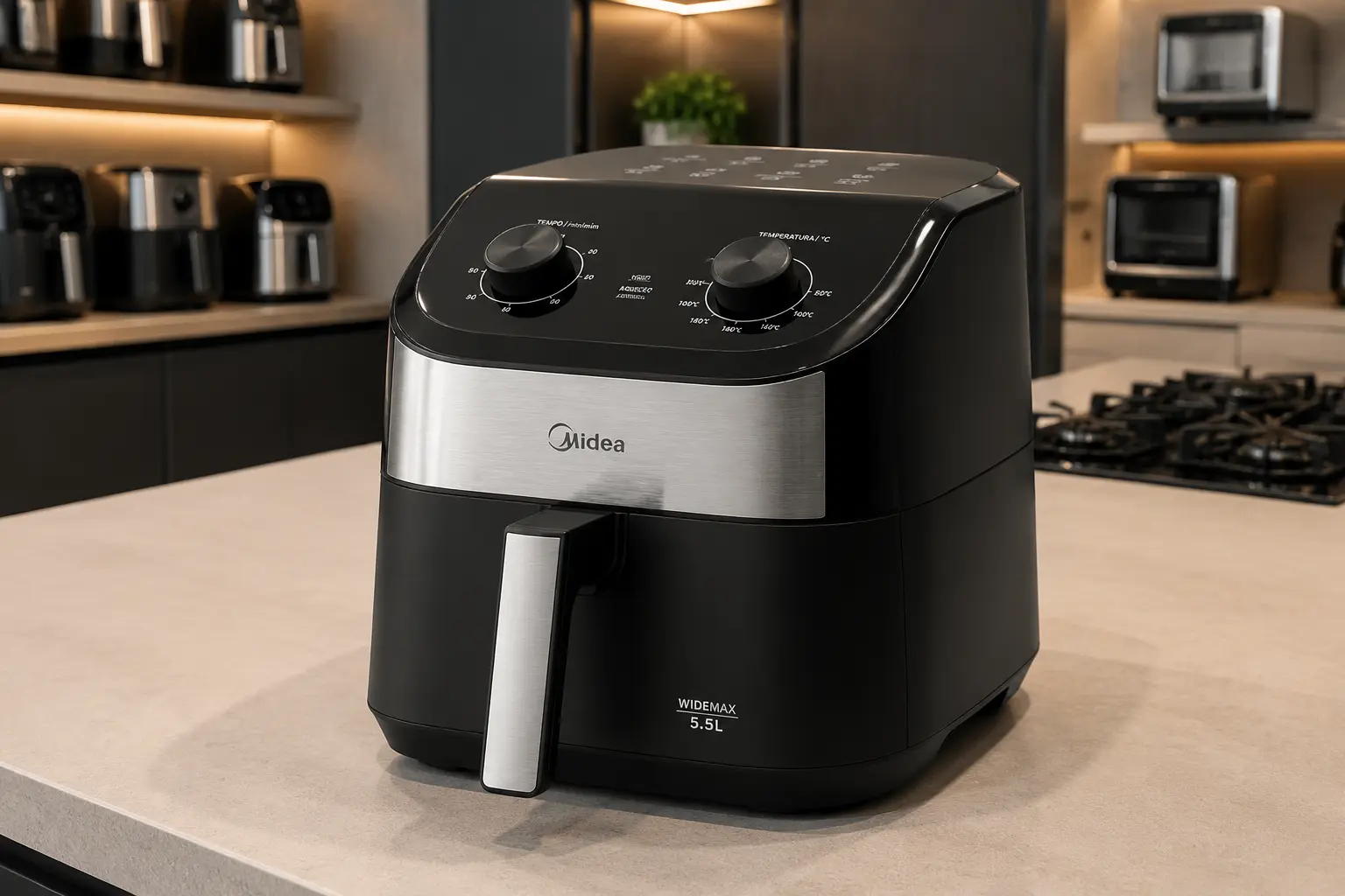 Midea Air Fryer 5,5L: serve para porções grandes sem ocupar muito espaço