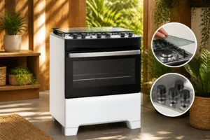 Fogão 5 Bocas Inox Branco Continental FC5IB: tecnologia Toplimpafácil e vidro removível