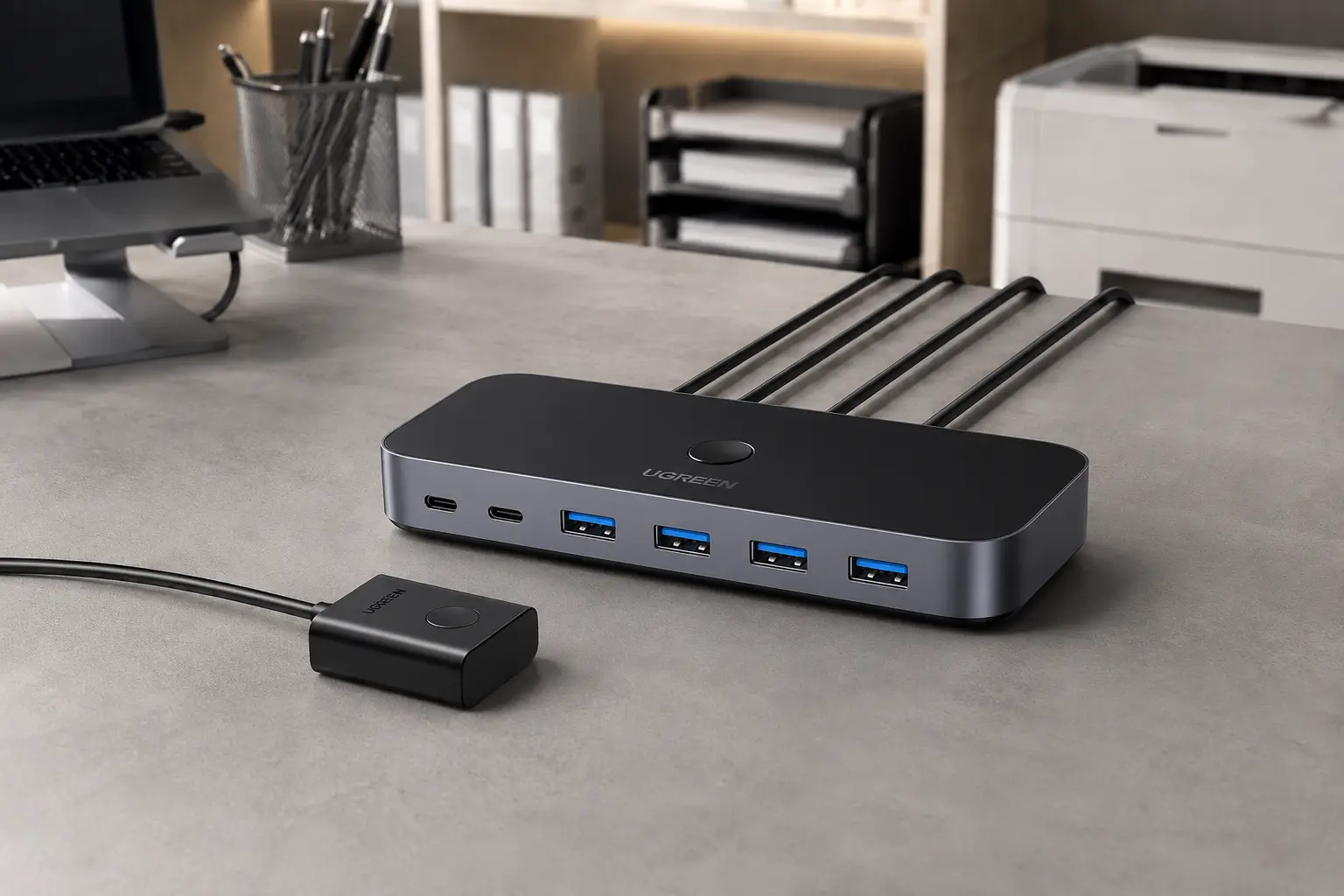 Switch USB UGREEN serve para dois PCs, não para uma estação completa