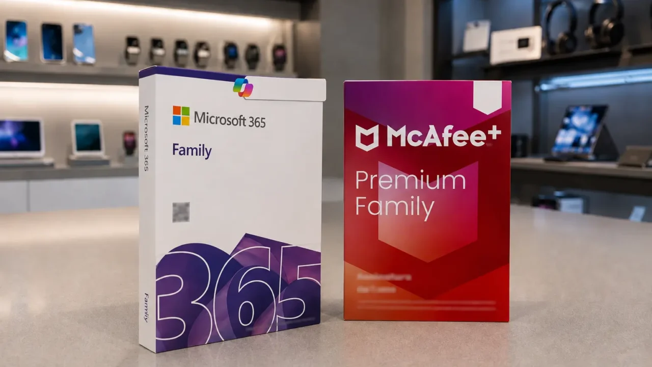Microsoft 365 Family com McAfee é para famílias com vários dispositivos