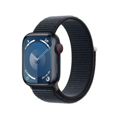 Apple Watch Series 9 GPS + Cellular • Caixa meia-noite de alumínio – 41 mm • Pulseira loop esportiva meia-noite